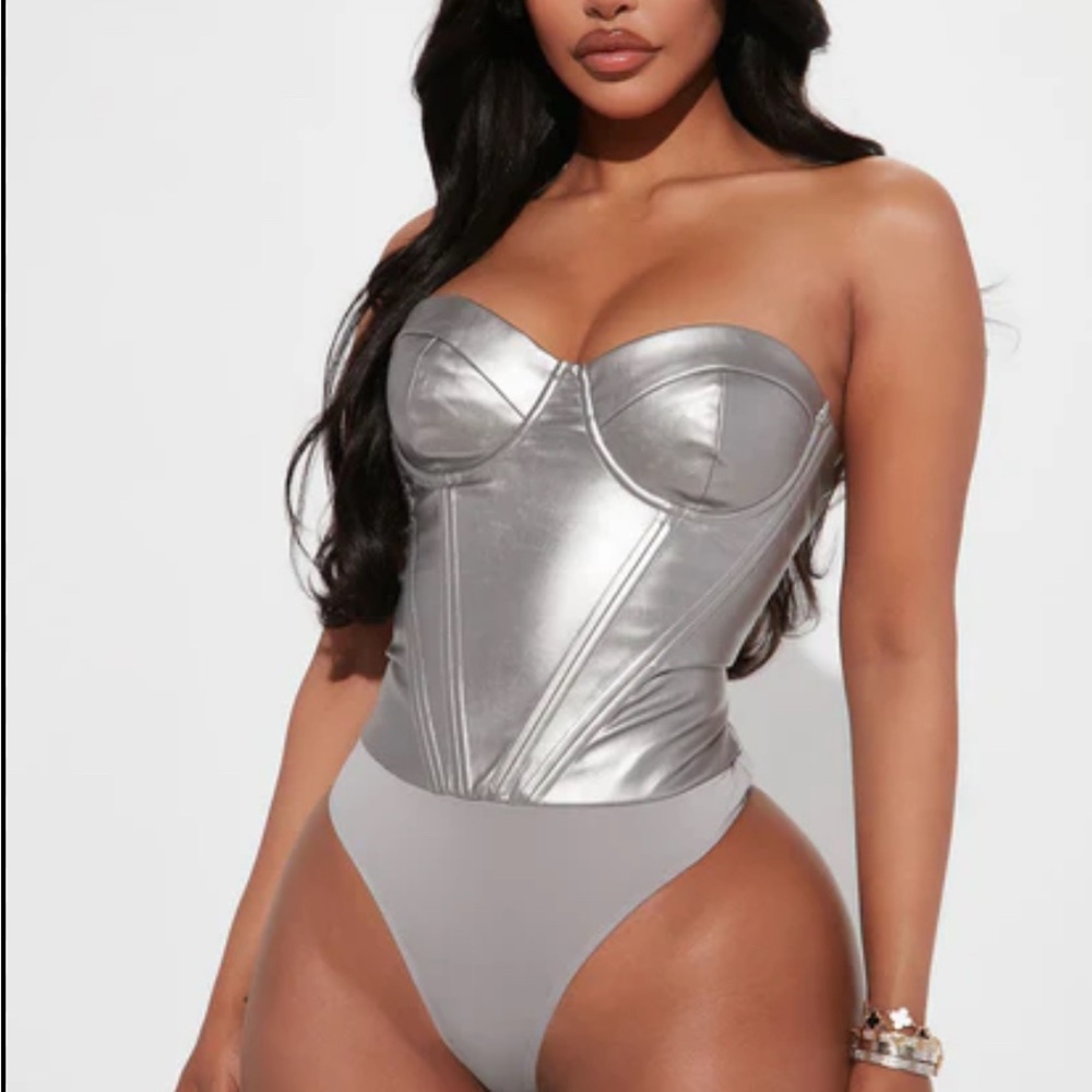 Fashion Nova Silver Bodysuit